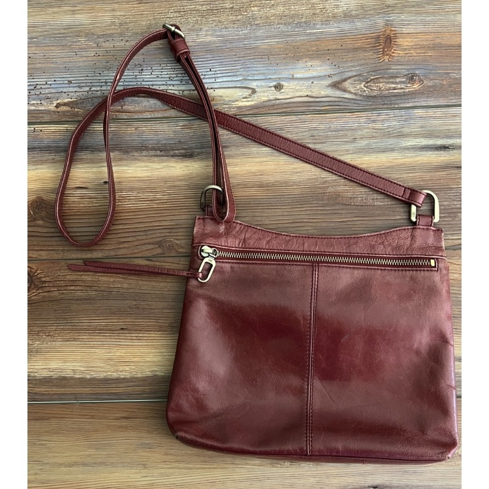 Hobo International Brown Leather Crossbody Bag Purse Brass Hardware
